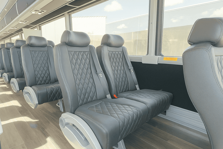 interior of Coach Bus Jurupa Valley charter bus